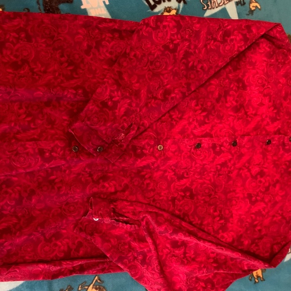 Western Dress Shirt Large red banded collar - Picture 5 of 12